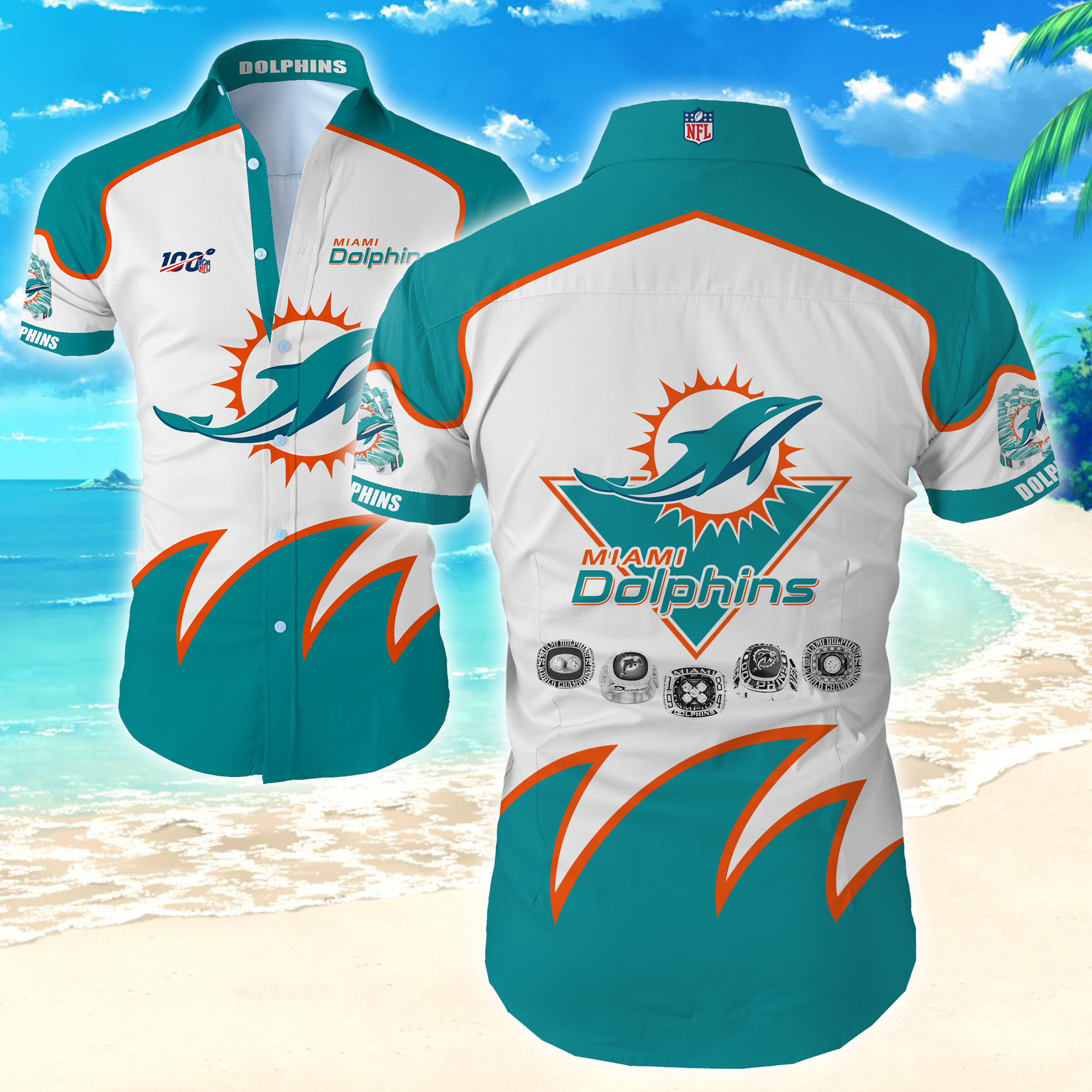 Miami Dolphins Hawaiian Shirt Summer Button Up Miami Dolphins Hawaiian Shirt Summer Button Up