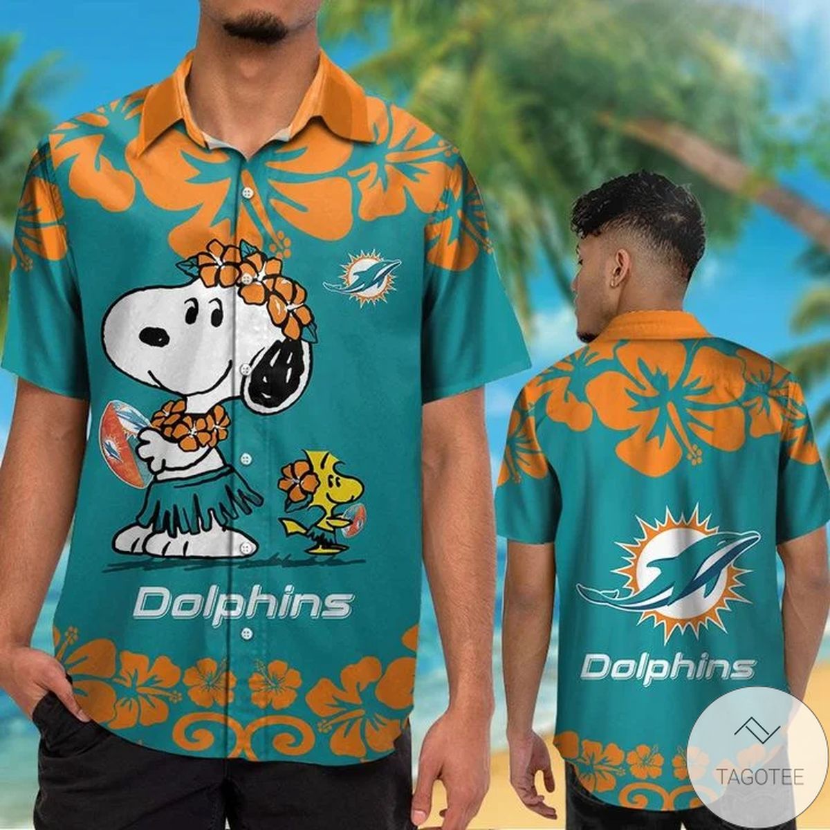 Miami Dolphins & Snoopy Hawaiian Shirt Miami Dolphins & Snoopy Hawaiian Shirt