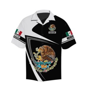 Mexico Black White Mexican Flag Custom Personalized Hawaiian Shirt