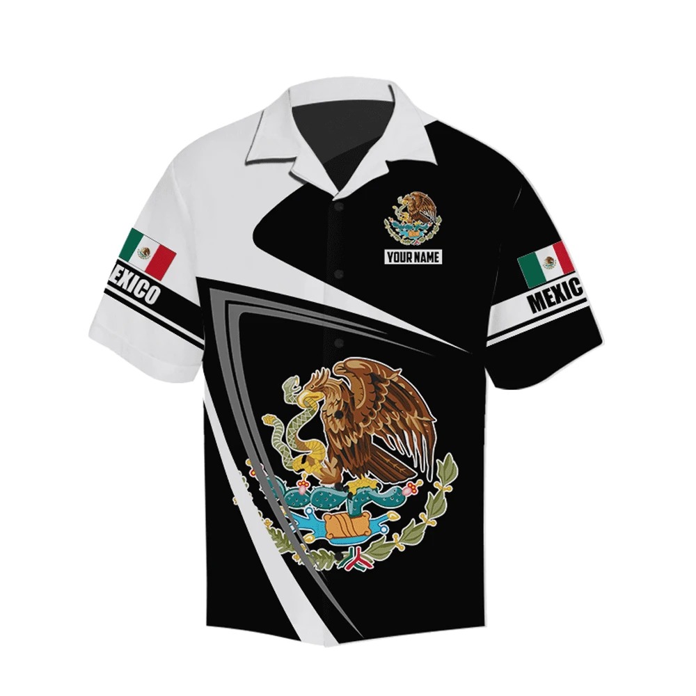 Mexico Black White Mexican Flag Custom Personalized Hawaiian Shirt Mexico Black White Mexican Flag Custom Personalized Hawaiian Shirt