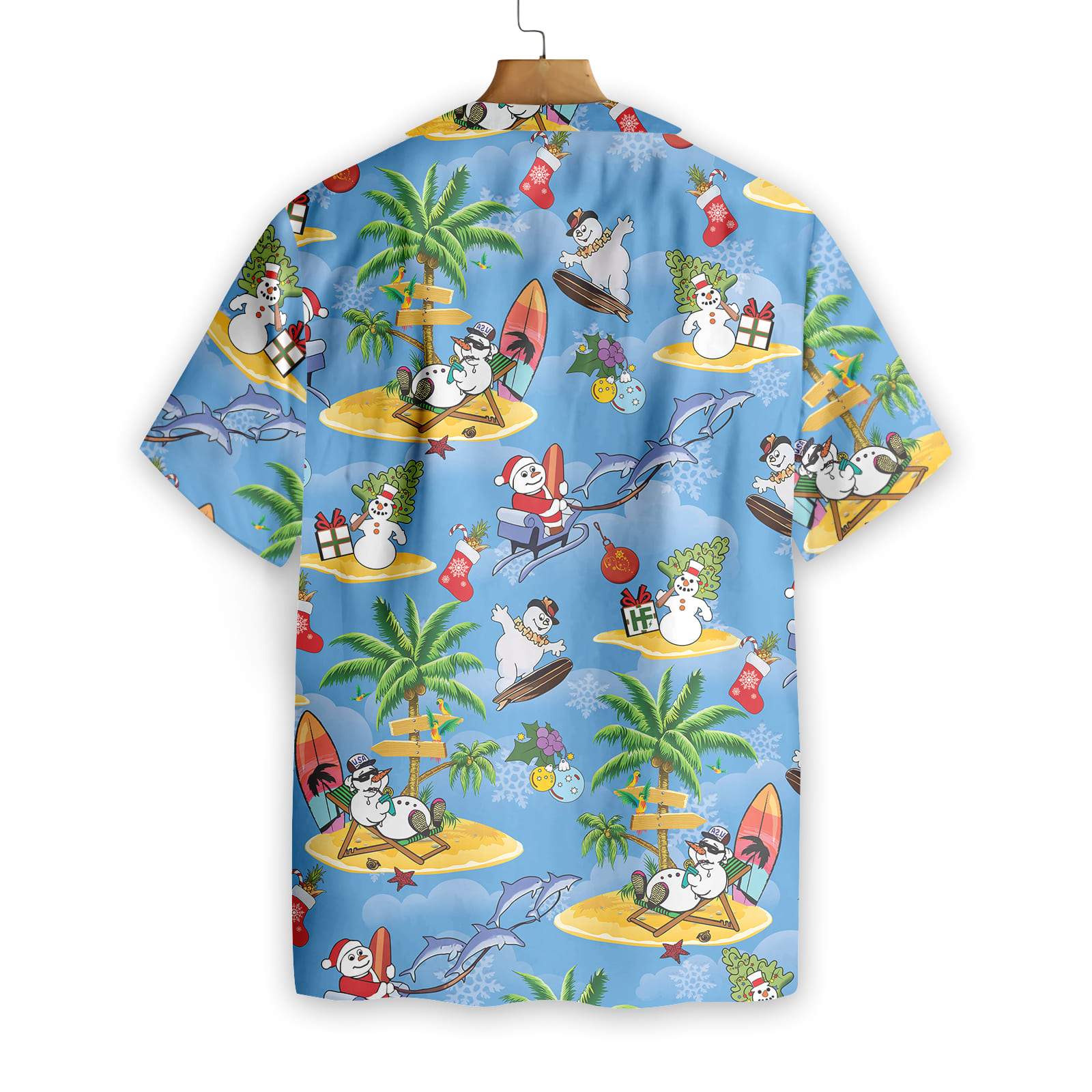 Merry Christmas Snowman Surfing Hawaiian Shirt Merry Christmas Snowman Surfing Hawaiian Shirt