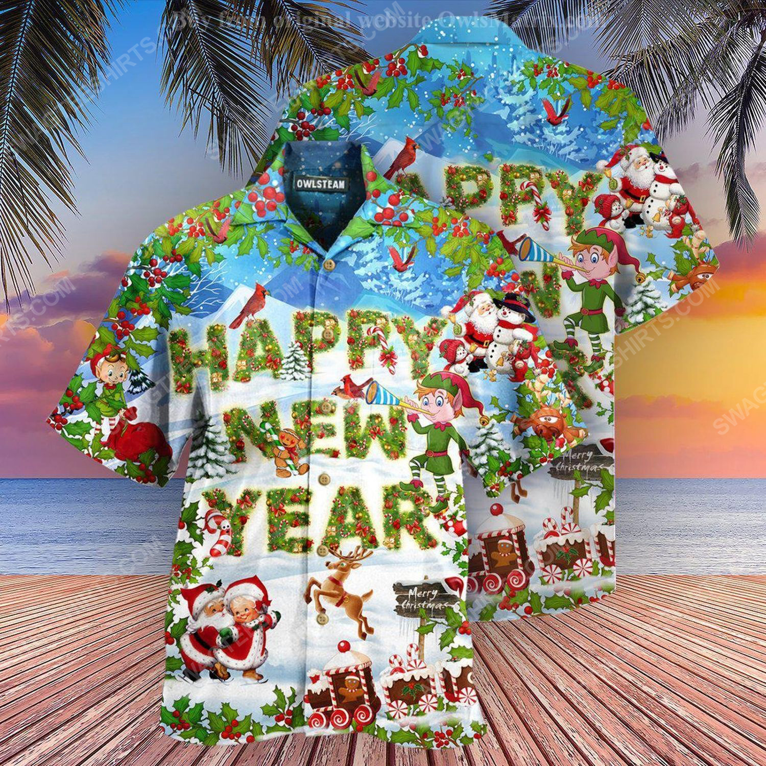 Merry Christmas And Happy New Year Full Print Hawaiian Shirt Merry Christmas And Happy New Year Full Print Hawaiian Shirt