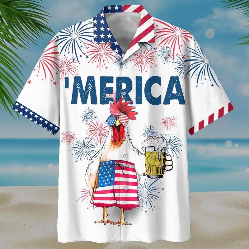 Merican Chicken Beer Hawaiian Shirt Merican Chicken Beer Hawaiian Shirt