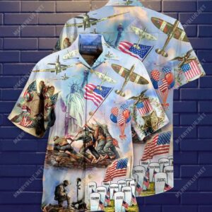 Memorial Veteran American All Over Printed Hawaiian Shirt