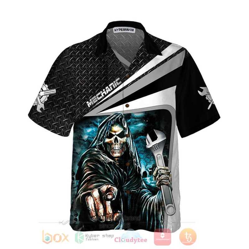 Mechanic Grim Reaper Death Skull Hawaiian Shirt Mechanic Grim Reaper Death Skull Hawaiian Shirt