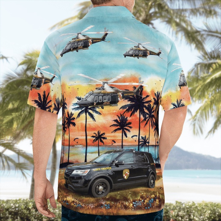 Maryland State Police Ford Utility Interceptor And Agustawestland Aw139 Helicopter Hawaiian Shirt Maryland State Police Ford Utility Interceptor And Agustawestland Aw139 Helicopter Hawaiian Shirt