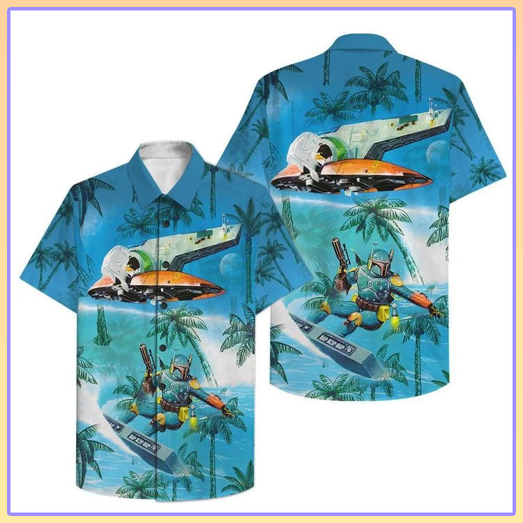 Mandalorian Surfing Hawaiian Shirt Mandalorian Surfing Hawaiian Shirt