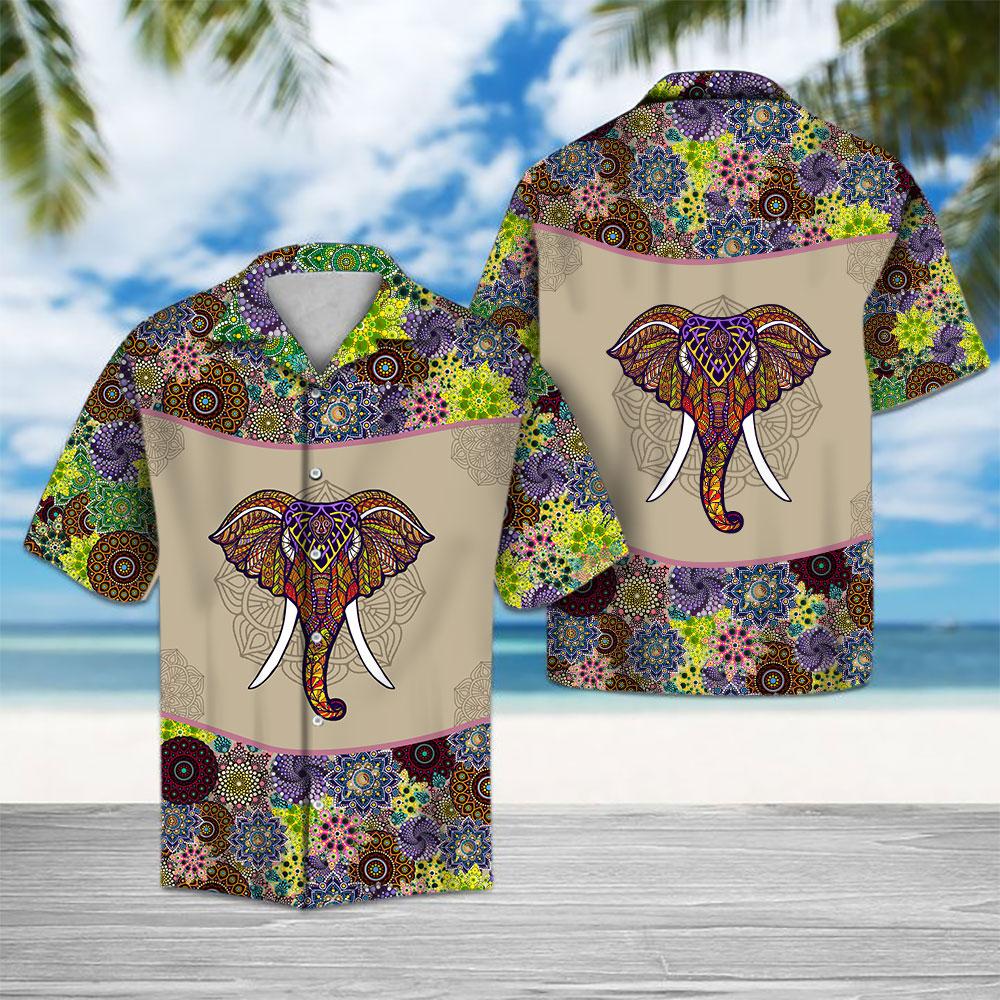Mandala Elephant Hawaiian Shirt Summer Button Up Mandala Elephant Hawaiian Shirt Summer Button Up