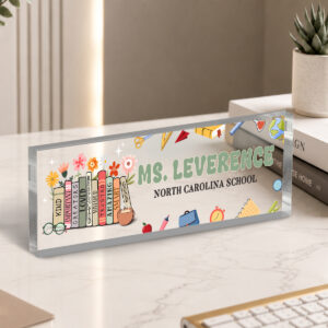 personalized teacher desk sign custom acrylic name plate floral book classroom decor new teacher gift teacher office decor 7.jpg