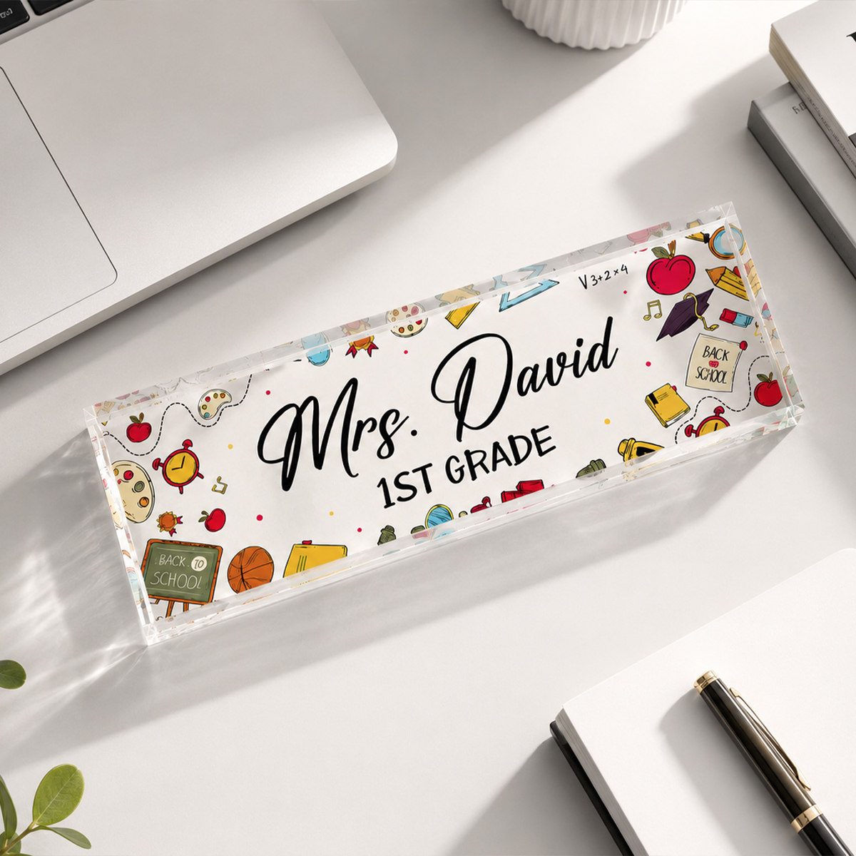 Personalized Teacher Name Plate, Custom Acrylic Desk Name Plate, Teacher Classroom Desk Sign, Teacher Appreciation Gift, Back to School Gift Personalized Teacher Name Plate, Custom Acrylic Desk Name Plate, Teacher Classroom Desk Sign, Teacher Appreciation Gift, Back to School Gift