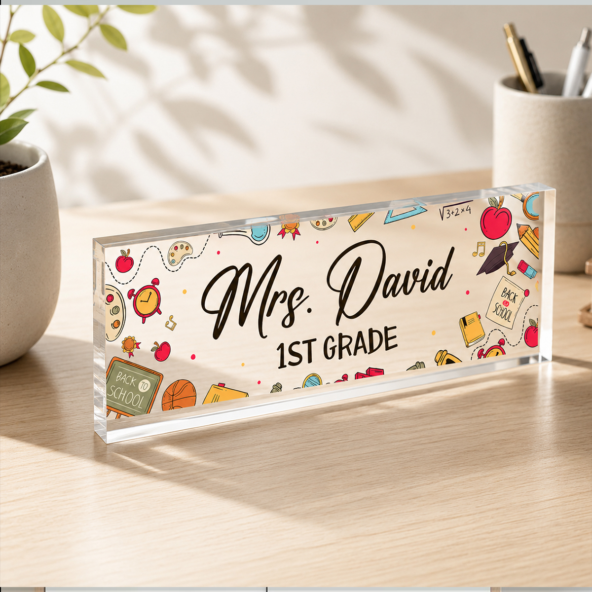 Personalized Teacher Name Plate, Custom Acrylic Desk Name Plate, Teacher Classroom Desk Sign, Teacher Appreciation Gift, Back to School Gift Personalized Teacher Name Plate, Custom Acrylic Desk Name Plate, Teacher Classroom Desk Sign, Teacher Appreciation Gift, Back to School Gift