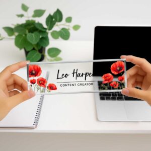 Desk Plaque, Custom Name Plate for Desk, Personalized Name Sign Acrylic Plaque, Flowers Designs On Acrylic Block, Gift for Women, Office Desk Decor 1 benicee shop desk plaque custom name plate for desk personalized name sign acrylic plaque flowers designs on acrylic block office desk decor 1.jpg