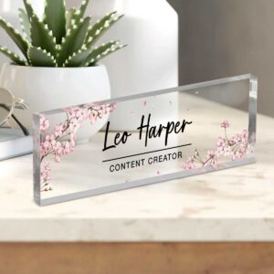 Desk Plaque, Custom Name Plate for Desk, Personalized Name Sign Acrylic Plaque, Flowers Designs On Acrylic Block, Gift for Women, Office Desk Decor 2 benicee shop desk plaque custom name plate for desk personalized name sign acrylic plaque flowers designs on acrylic block office desk decor 2.jpg