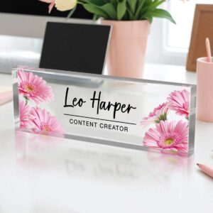 Desk Plaque, Custom Name Plate for Desk, Personalized Name Sign Acrylic Plaque, Flowers Designs On Acrylic Block, Gift for Women, Office Desk Decor 4 benicee shop desk plaque custom name plate for desk personalized name sign acrylic plaque flowers designs on acrylic block office desk decor 4.jpg