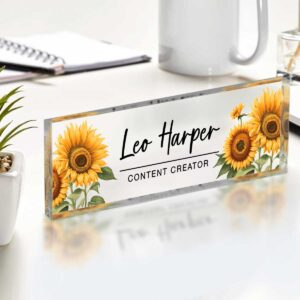 Desk Plaque, Custom Name Plate for Desk, Personalized Name Sign Acrylic Plaque, Flowers Designs On Acrylic Block, Gift for Women, Office Desk Decor 5 benicee shop desk plaque custom name plate for desk personalized name sign acrylic plaque flowers designs on acrylic block office desk decor 5.jpg