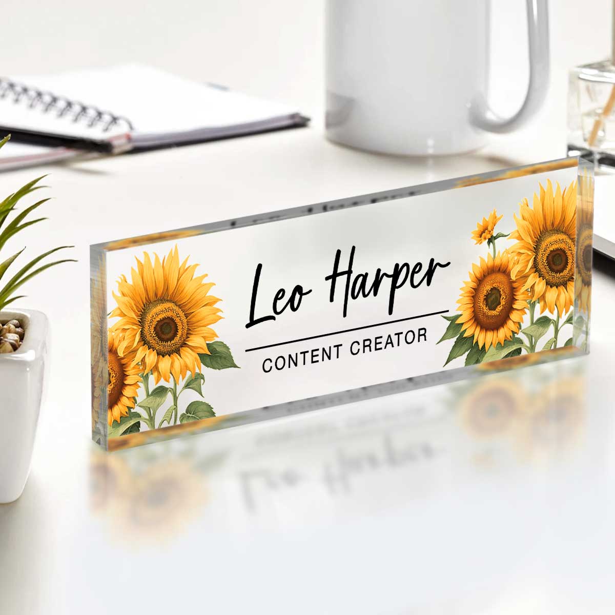 Desk Plaque, Custom Name Plate for Desk, Personalized Name Sign Acrylic Plaque, Flowers Designs On Acrylic Block, Gift for Women, Office Desk Decor Desk Plaque, Custom Name Plate for Desk, Personalized Name Sign Acrylic Plaque, Flowers Designs On Acrylic Block, Gift for Women, Office Desk Decor