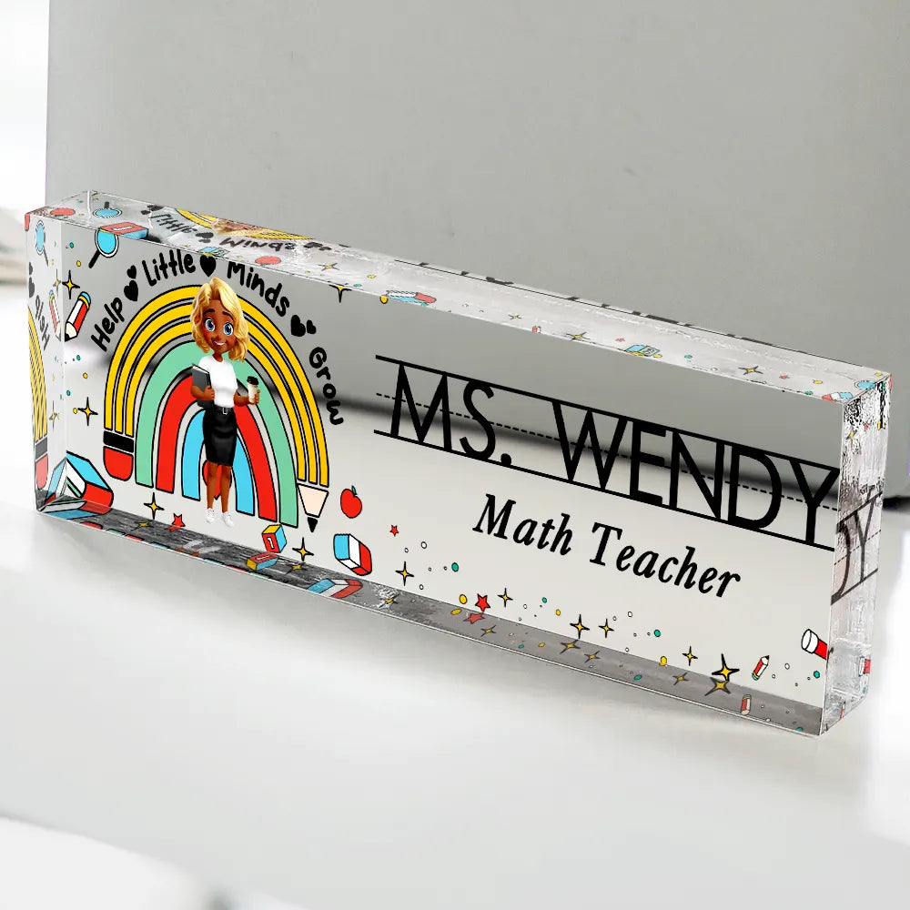 Teacher Helping Little Minds Grow – Personalized Desk Name Plate Teacher Helping Little Minds Grow – Personalized Desk Name Plate