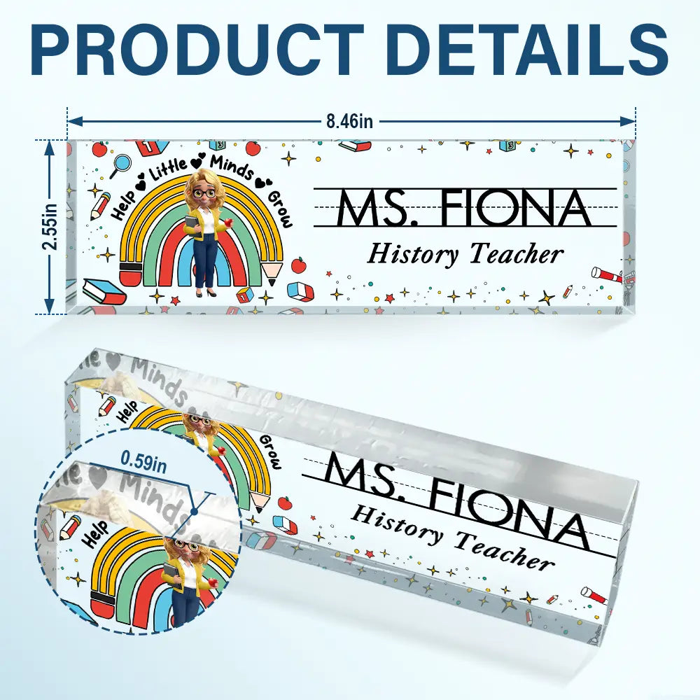 Teacher Helping Little Minds Grow – Personalized Desk Name Plate Teacher Helping Little Minds Grow – Personalized Desk Name Plate