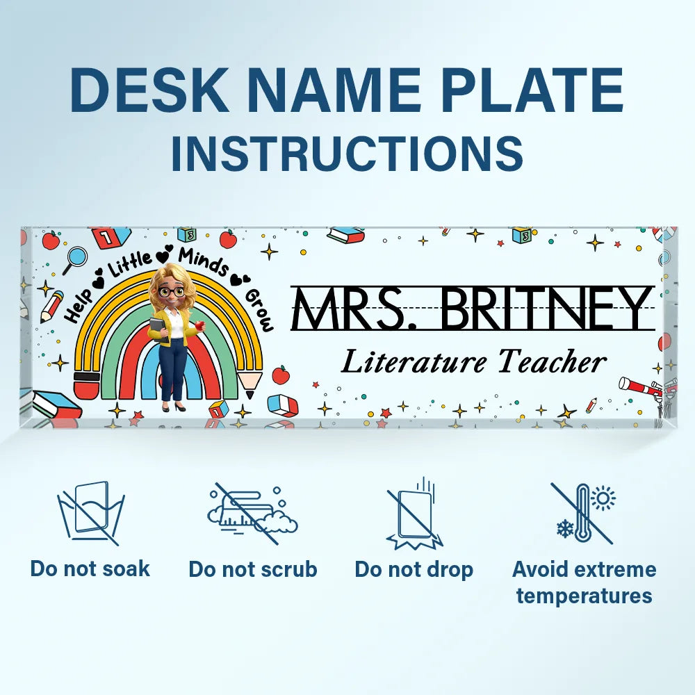Teacher Helping Little Minds Grow – Personalized Desk Name Plate Teacher Helping Little Minds Grow – Personalized Desk Name Plate