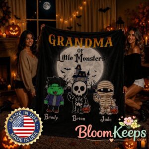 Personalized Monster Family Blanket Custom Kids Name Grandmas