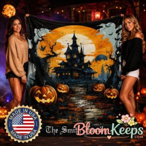 Personalized Haunted House Blanket Custom Family Name Halloween
