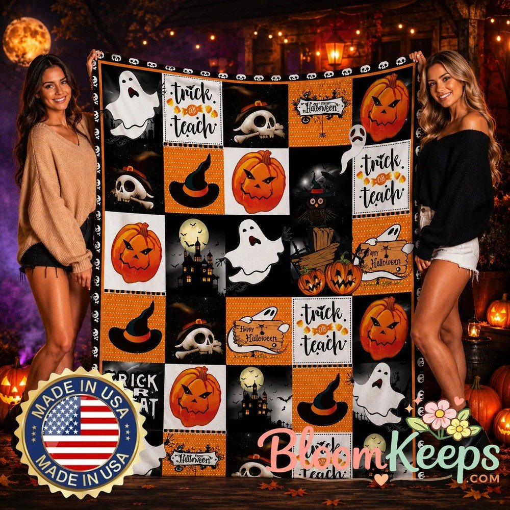 Halloween Themed Flannel Throw Blanket Cozy Soft and Warm with Spooky Motifs Halloween Themed Flannel Throw Blanket Cozy Soft and Warm with Spooky Motifs