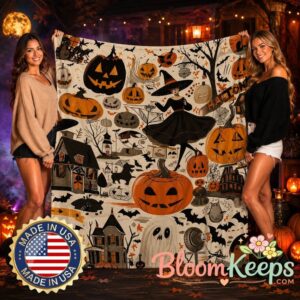 Cozy Vintage Halloween Flannel Blanket Pumpkin Witch Hat x Bat Castle Design 1 Cozy Vintage Halloween Flannel Blanket Pumpkin Witch Hat x Bat Castle Design 2.jpg