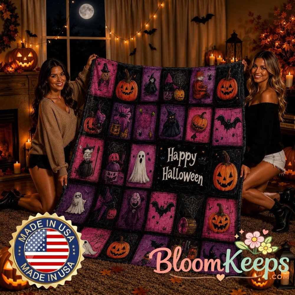 Cozy Flannel Halloween Blanket with Spider Web Bat Print Cozy Flannel Halloween Blanket with Spider Web Bat Print