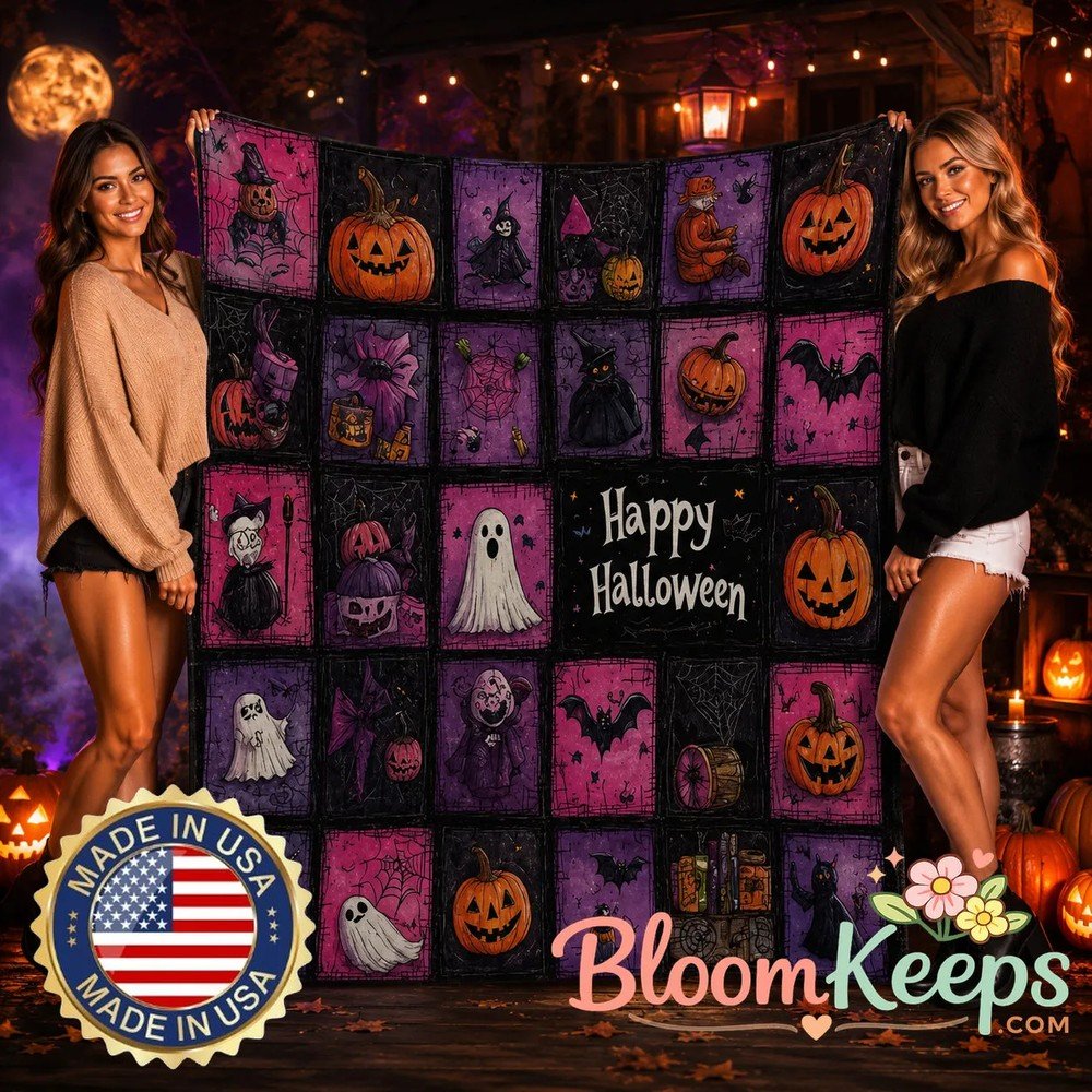 Cozy Flannel Halloween Blanket with Spider Web Bat Print Cozy Flannel Halloween Blanket with Spider Web Bat Print