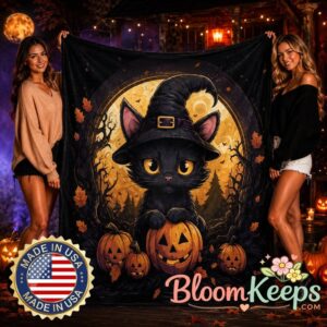 Blanket Cute Halloween Cat Spooky Pumpkin Soft Throw 2.jpg