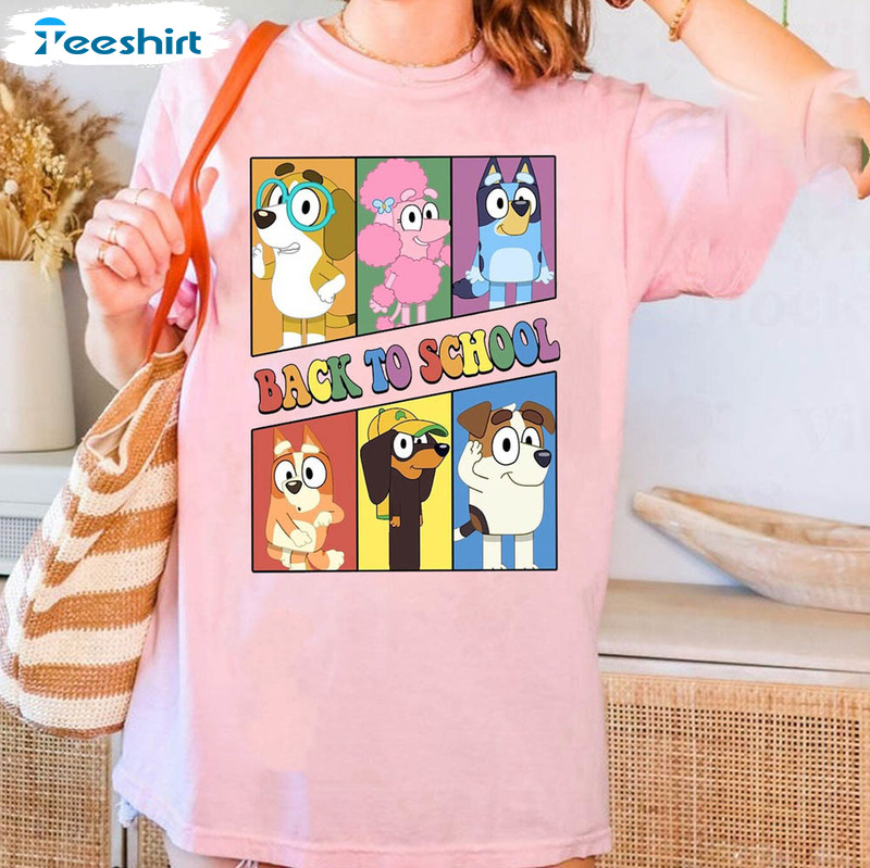 Welcome Back To School Bluey Funn Shirt, Bluey Happy First Day Of School Short Sleeve Crewneck Welcome Back To School Bluey Funn Shirt, Bluey Happy First Day Of School Short Sleeve Crewneck