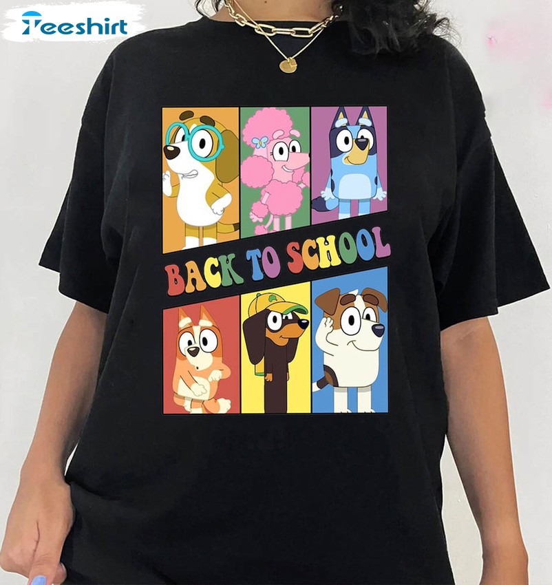 Welcome Back To School Bluey Funn Shirt, Bluey Happy First Day Of School Short Sleeve Crewneck Welcome Back To School Bluey Funn Shirt, Bluey Happy First Day Of School Short Sleeve Crewneck