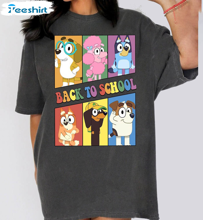 Welcome Back To School Bluey Funn Shirt, Bluey Happy First Day Of School Short Sleeve Crewneck Welcome Back To School Bluey Funn Shirt, Bluey Happy First Day Of School Short Sleeve Crewneck