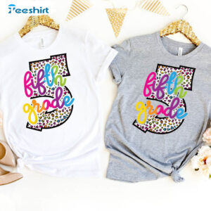 5th Grade Leopard Shirt, Back To School Unisex T-shirt Short Sleeve 1 1 5th grade leopard shirt fifth grade teacher teacher shirt back to school shirt fifth 1.jpg