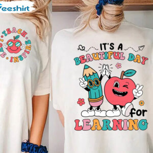 Cute Elementary Shirt, It’s Beautiful Day For Learning Unisex Hoodie Long Sleeve 2 9 teacher shirt it s a beautiful day for learning shirt back to school shirt cute elementary 2.jpg