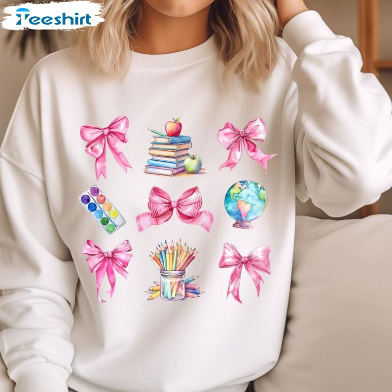 Groovy Back To School Sweatshirt , Cool Design Coquette Teacher Shirt Short Sleeve Groovy Back To School Sweatshirt , Cool Design Coquette Teacher Shirt Short Sleeve