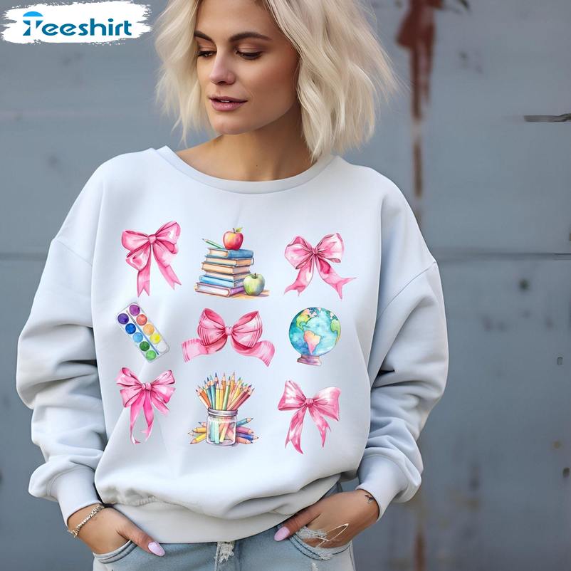 Groovy Back To School Sweatshirt , Cool Design Coquette Teacher Shirt Short Sleeve Groovy Back To School Sweatshirt , Cool Design Coquette Teacher Shirt Short Sleeve