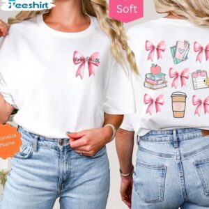 With Name Teacher Appreciation Sweatshirt , Unique Coquette Teacher Shirt Tank Top