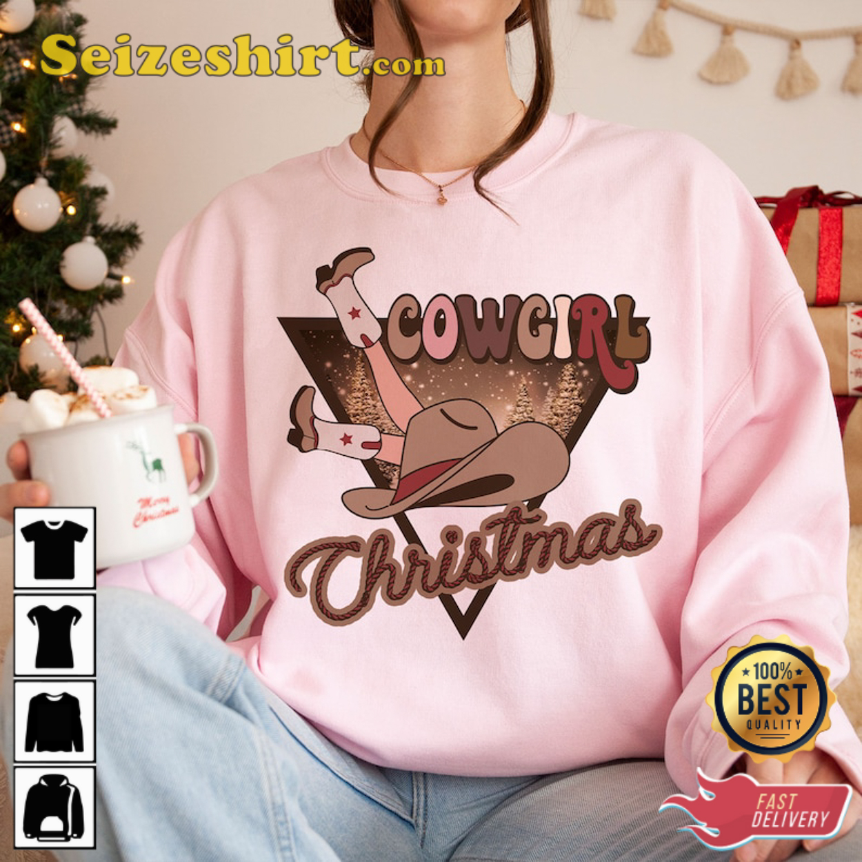 White Sweater Women Cowgirl Christmas Shirt Western Xmas T-shirt White Sweater Women Cowgirl Christmas Shirt Western Xmas T-shirt