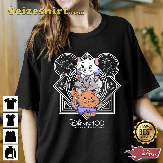 Disney The Aristocats Cats Characters 100 Years Anniversary Cartoon T-Shirt Disney The Aristocats Cats Characters 100 Years Anniversary Cartoon T-Shirt