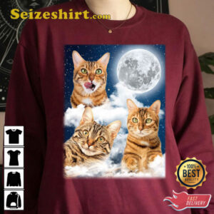 Cat With Moon Cutie Pet Lover Unisex T Shirt 2.jpg