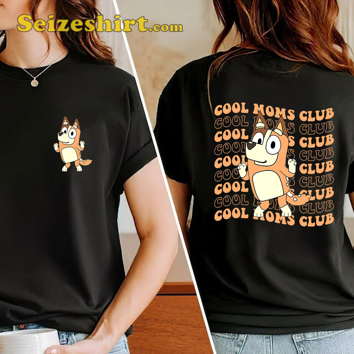 Bluey Family Cool Moms Club Graphic T-shirt Bluey Family Cool Moms Club Graphic T-shirt