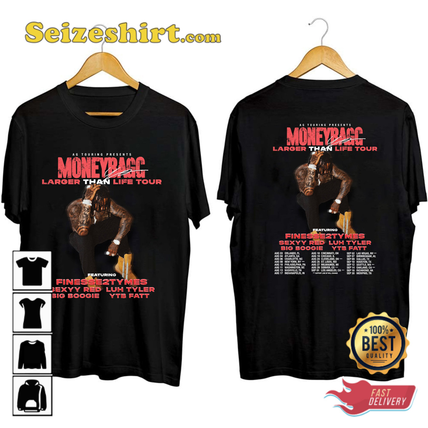 Moneybagg Yo Tour 2026 Larger Than Life Concert T-shirt Moneybagg Yo Tour 2026 Larger Than Life Concert T-shirt
