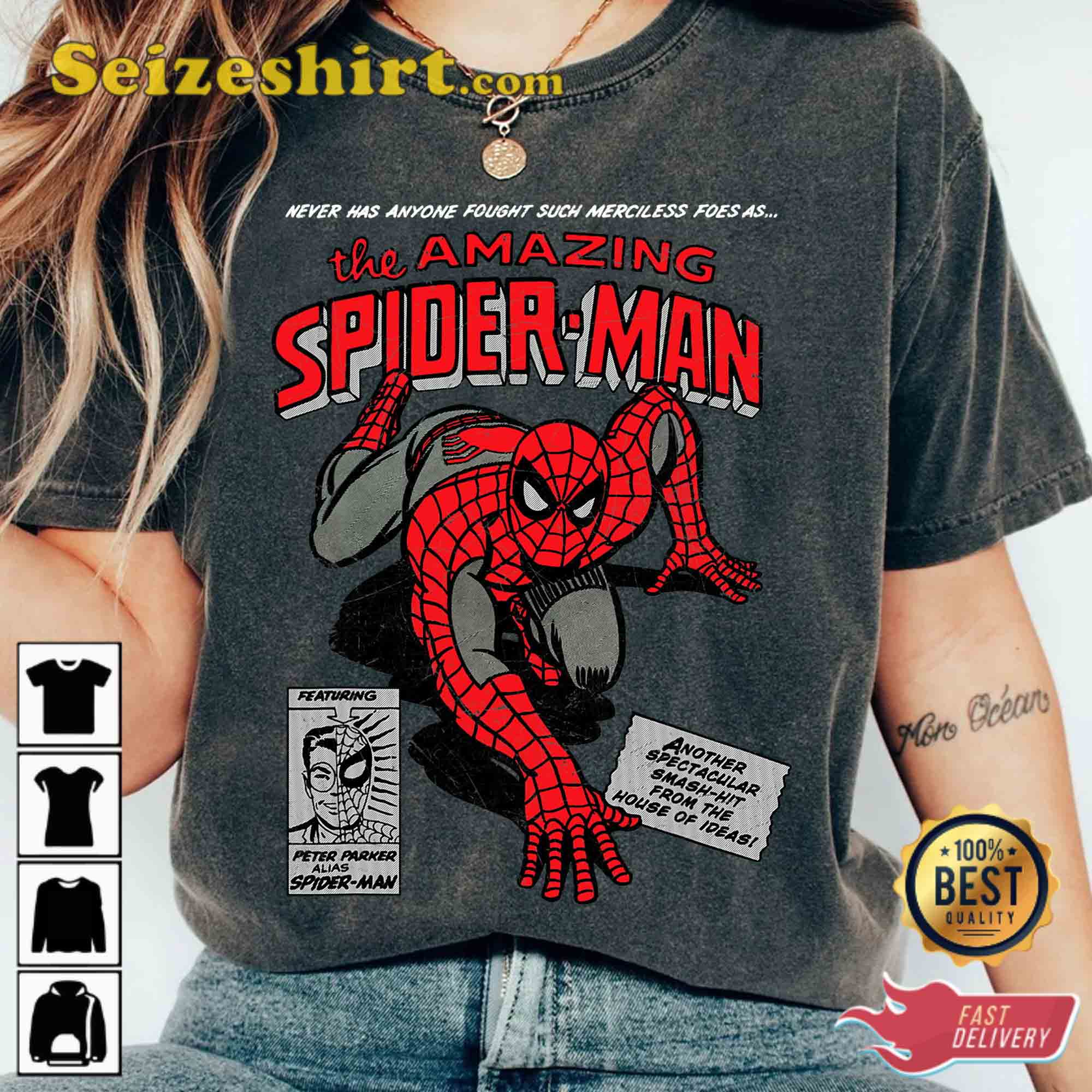 Marvel Spider-Man Retro Comics Book Cover Vintage Shirt, MCU Fans Gift, Unisex T-shirt Family Birthday Gift Adult Kid Toddler Tee Marvel Spider-Man Retro Comics Book Cover Vintage Shirt, MCU Fans Gift, Unisex T-shirt Family Birthday Gift Adult Kid Toddler Tee