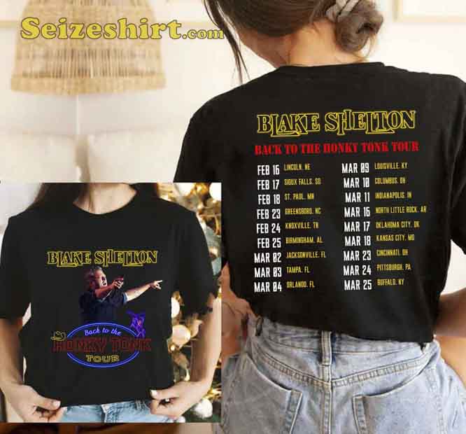 Blake Shelton Back to the Honky Tonk Tour 2026 Gainbridge Fieldhouse T-Shirt Blake Shelton Back to the Honky Tonk Tour 2026 Gainbridge Fieldhouse T-Shirt