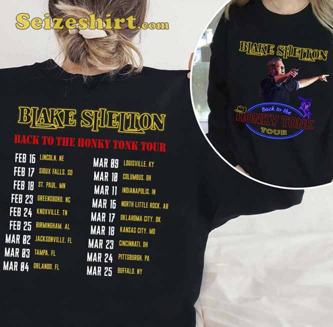 Blake Shelton Back to the Honky Tonk Tour 2026 Gainbridge Fieldhouse T-Shirt Blake Shelton Back to the Honky Tonk Tour 2026 Gainbridge Fieldhouse T-Shirt
