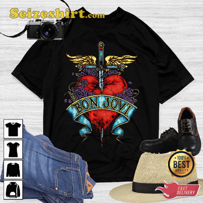 Bon Jovi Pierced Heart Tattoo Vintage Inspired Shirt Bon Jovi Pierced Heart Tattoo Vintage Inspired Shirt