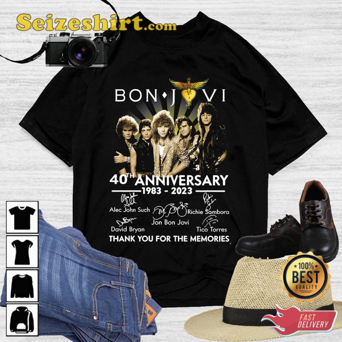 Bon Jovi 40th Anniversary 1983-2026 Signature T-Shirt Bon Jovi 40th Anniversary 1983-2026 Signature T-Shirt