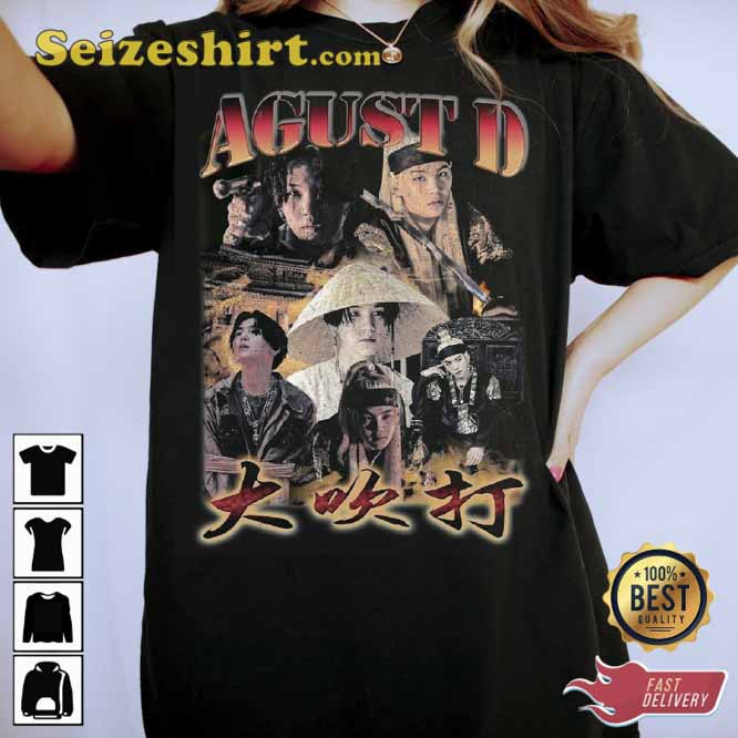 Agust D BTS Korean Pop Singer Kpop Fans Yoongi T-shirt Agust D BTS Korean Pop Singer Kpop Fans Yoongi T-shirt