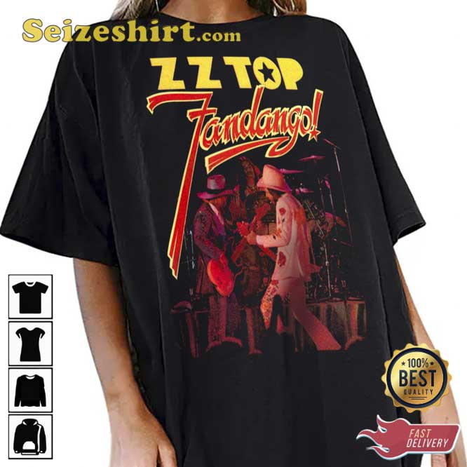 ZZ Top Fandango Got Me Under Pressure Black Adult T-Shirt ZZ Top Fandango Got Me Under Pressure Black Adult T-Shirt